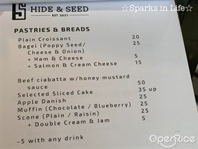 Pastries &amp; Breads Menu~ - 灣仔的Hide &amp; Seed