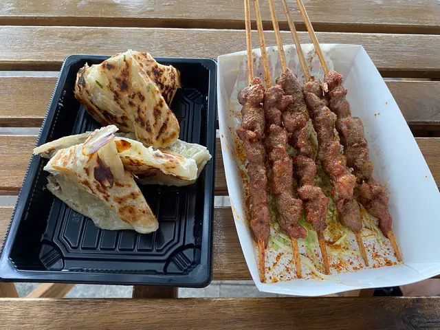 羊肉串燒配酥餅