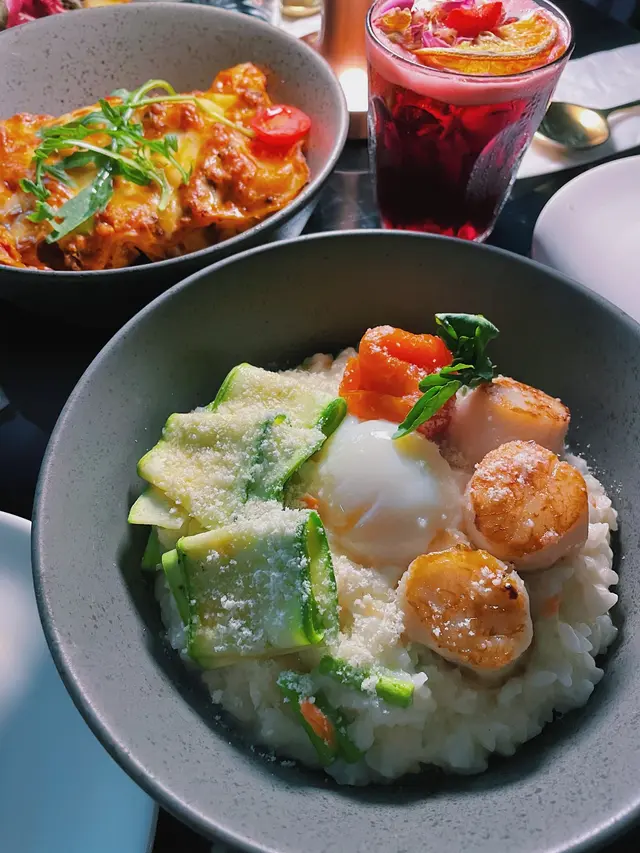 干貝燻鮭蘆筍燉飯