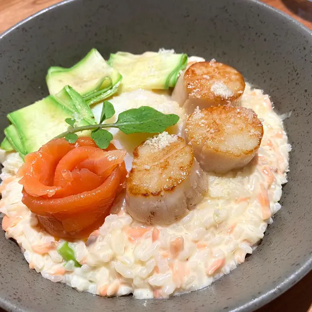 干貝燻鮭蘆筍燉飯
