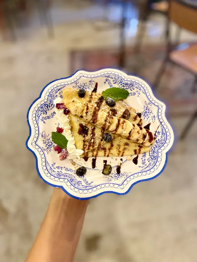 Banana and almond  crepe