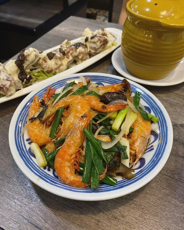 九層塔薑蔥粉絲海蝦