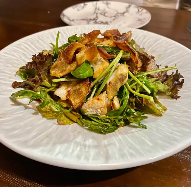 Salted cod fish salad 鹹香鱈魚沙律配紅椒醬
