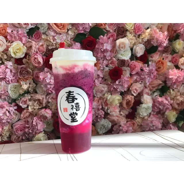 芝士奶蓋火龍果茶