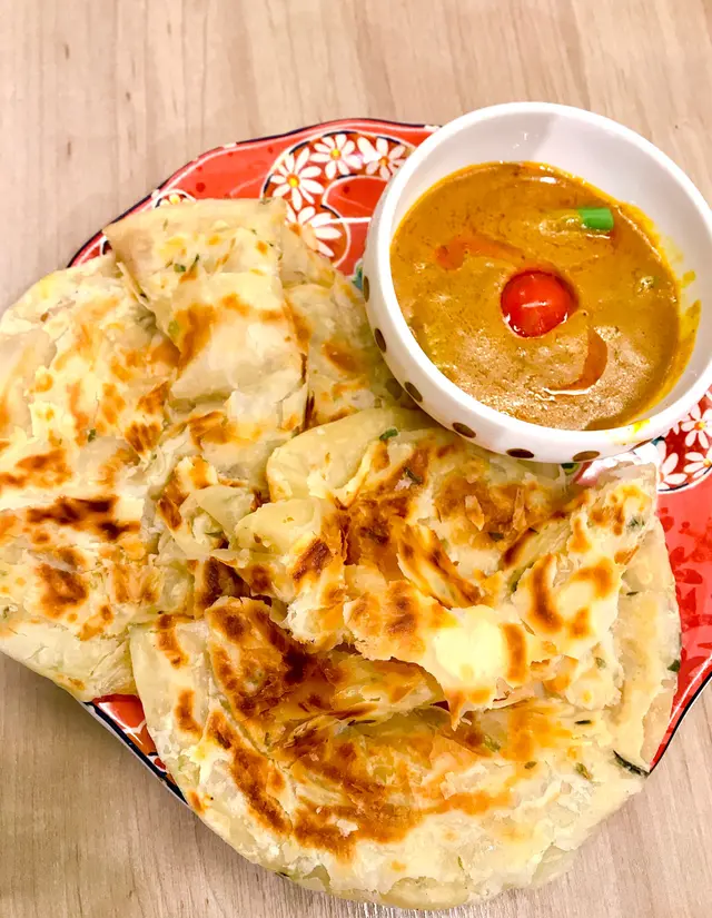 烤馬來蔥餅配咖喱