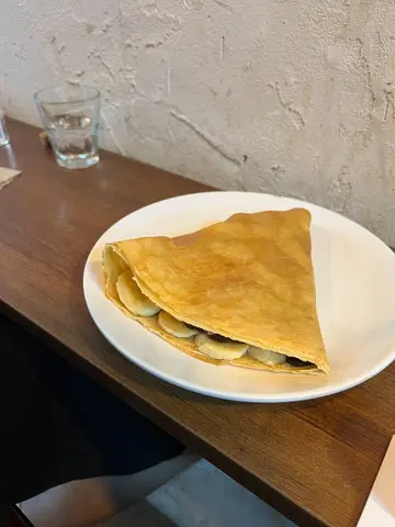 Homemade chocolate ganache with banana crepe