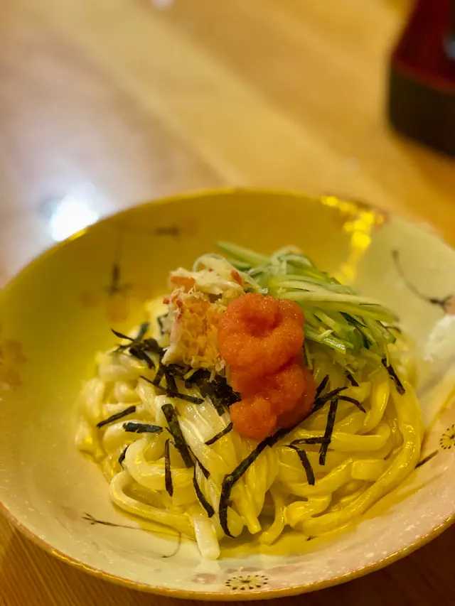 鮮蟹肉明太子蛋黃長冷烏冬