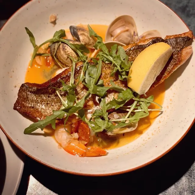 Pan-seared whole sea bass fillet