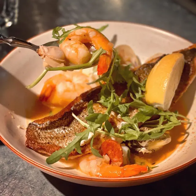 Pan-seared whole sea bass fillet