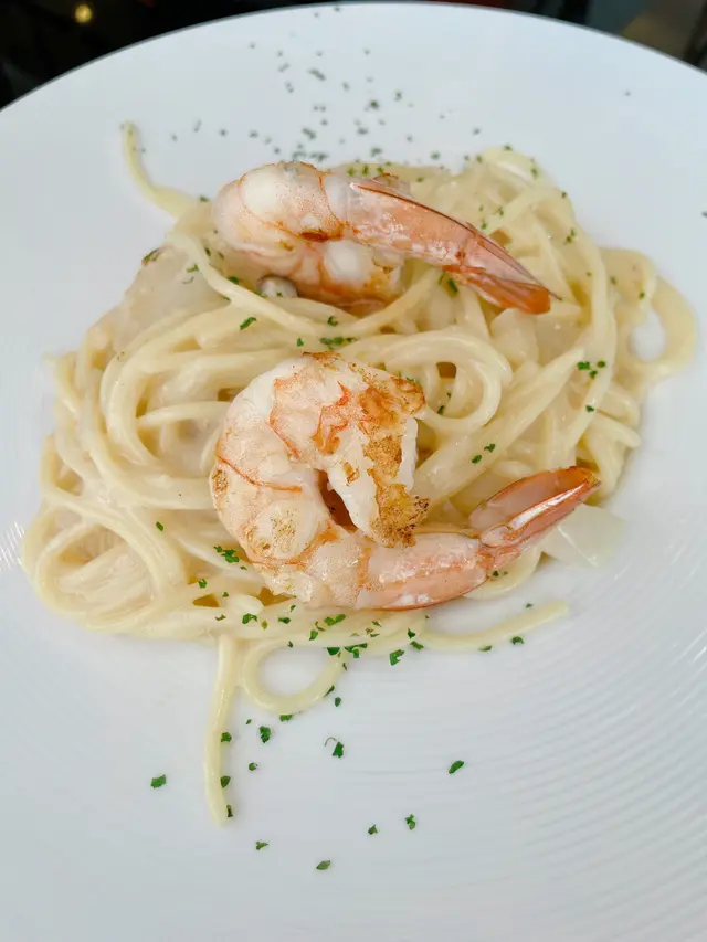 大蝦香蒜明太子意粉