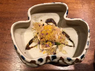 炭燒雞胸肉配烏魚子及土佐產香醋