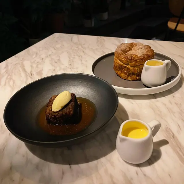 Apple Pie and Nutmeg Custard / Sticky Toffee Pudding