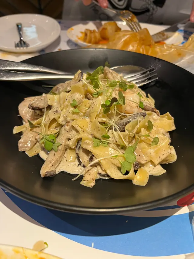 Shrimp and Mushroom Black Truffle Fettuccine