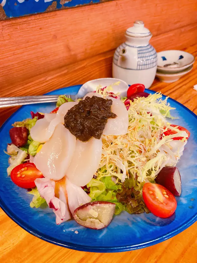 黑松露帶子刺身沙律配柚子醬