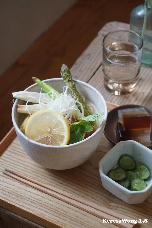 烤三色筍&特製蕃茄醬 配豆乳冷烏冬