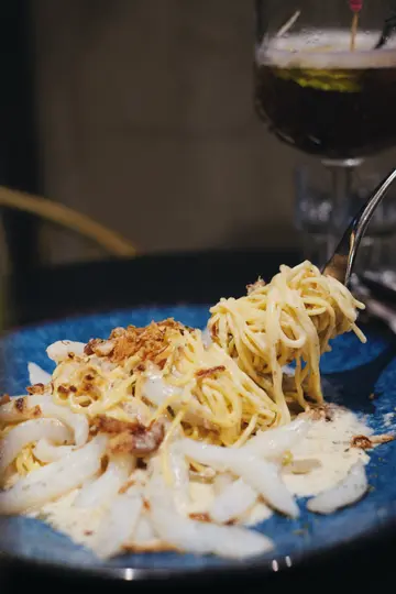 明太子文甲鱿鱼配自家制幼面