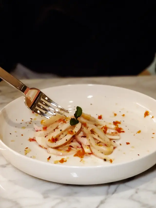 Baby Squid, Fennel, Agrumi Sauce, Lemon Mint Leaves, Sichuan Peppercorn