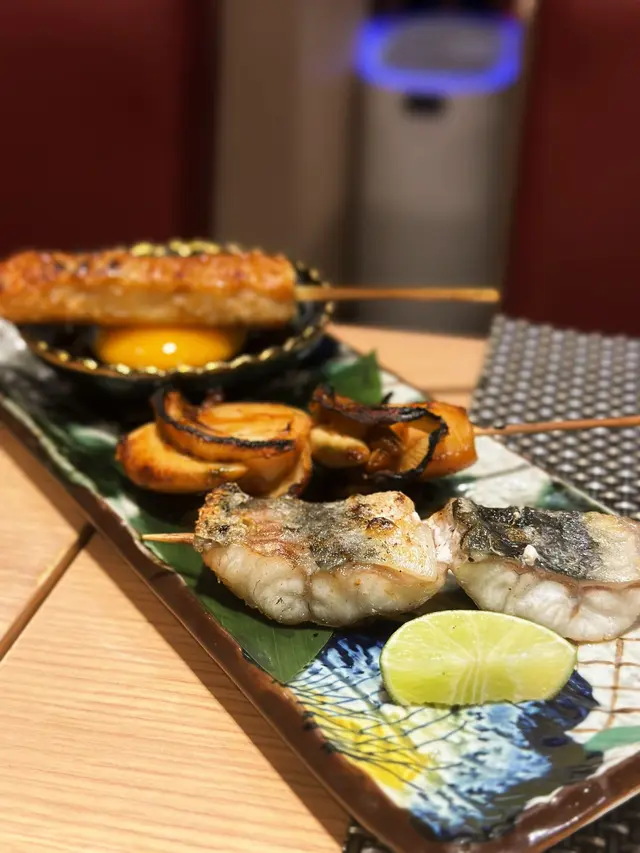 汁燒帆立貝, 自家製免治雞肉軟骨棒, 海鹽燒白鱔