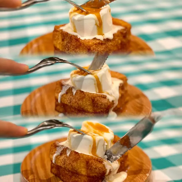 黑芝麻西多士伴雲呢拿雪糕