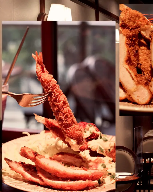 炸北海道大蝦配四元豚豬肉