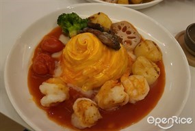 碳烤北海道帶子醬油虎蝦奶油大啡菇蛋包飯 - Kometaki in Tsim Sha Tsui 