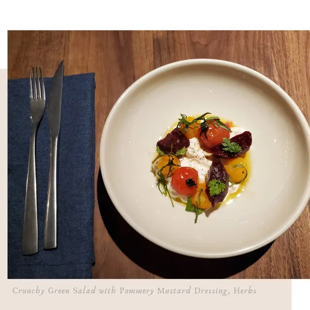 翠綠青沙律配香草芥未籽酒醋汁