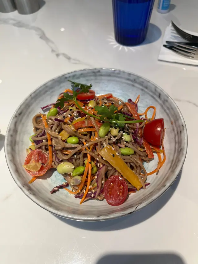 Sesame  sauce  in  soba  salad