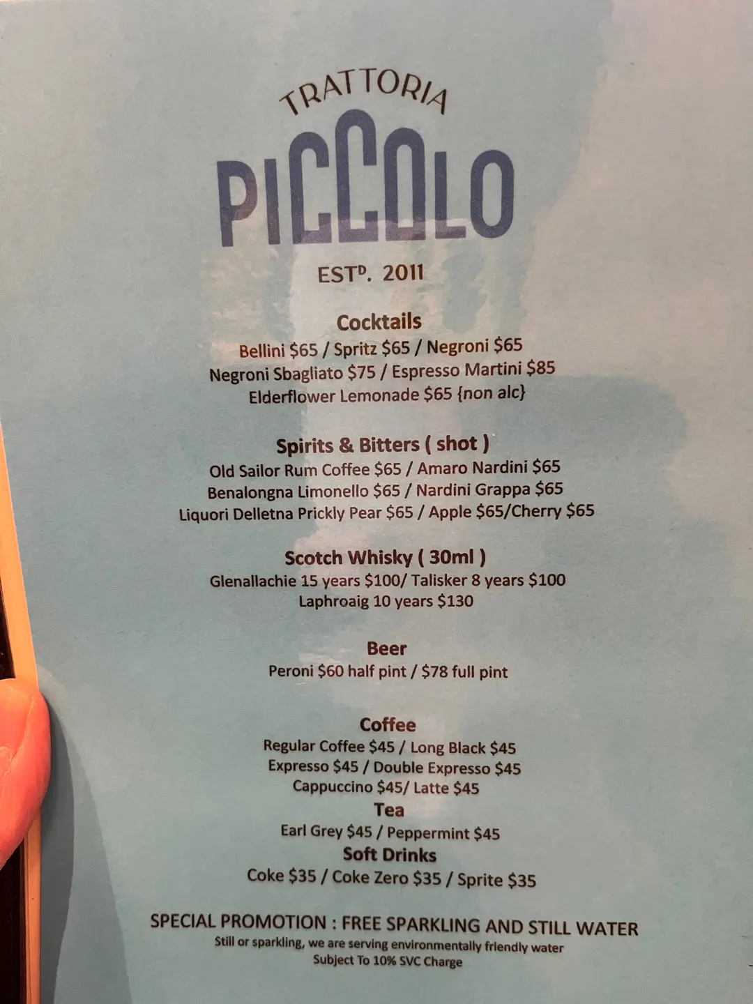 Trattoria Piccolo的餐牌 香港西環堅尼地城的意大利菜薄餅 OpenRice 香港開飯喇