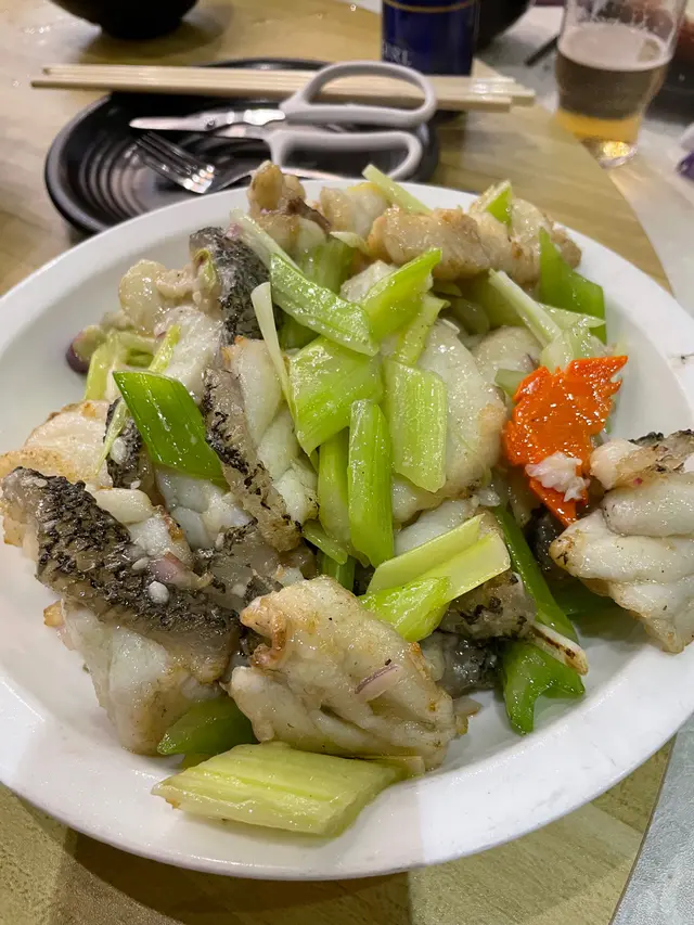 西芹炒花尾躉