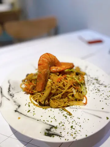 虎虾辣香蒜干炒意粉