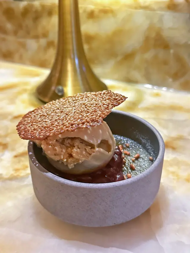 Black sesame crème brülée