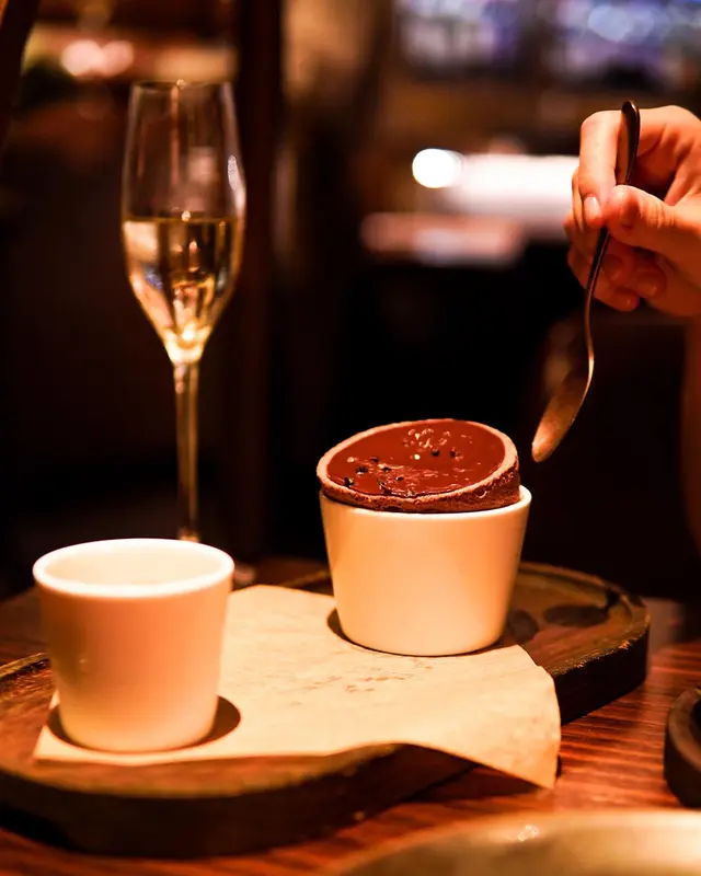 Abinao Chocolate Soufflé with Cacao Sorbet