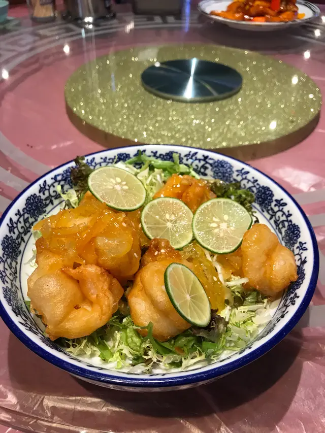 蜂蜜柚子翠蝦球