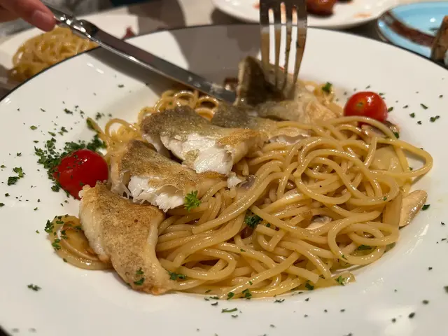 大西洋鱈魚柳鮮蘑菇意粉.照燒汁