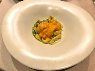 Home made pasta with “Aonon” sauce topped with premium Hokkaido uni