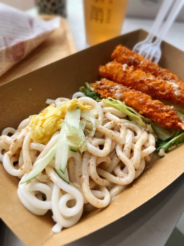 吉列蝦配麻醬拌烏冬 $48