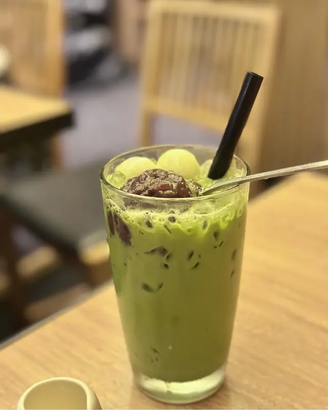 福岡八女抹茶紅豆白玉拿鐵