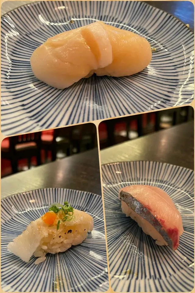 深海池魚、帶子、左口魚邊、三文魚卷壽司