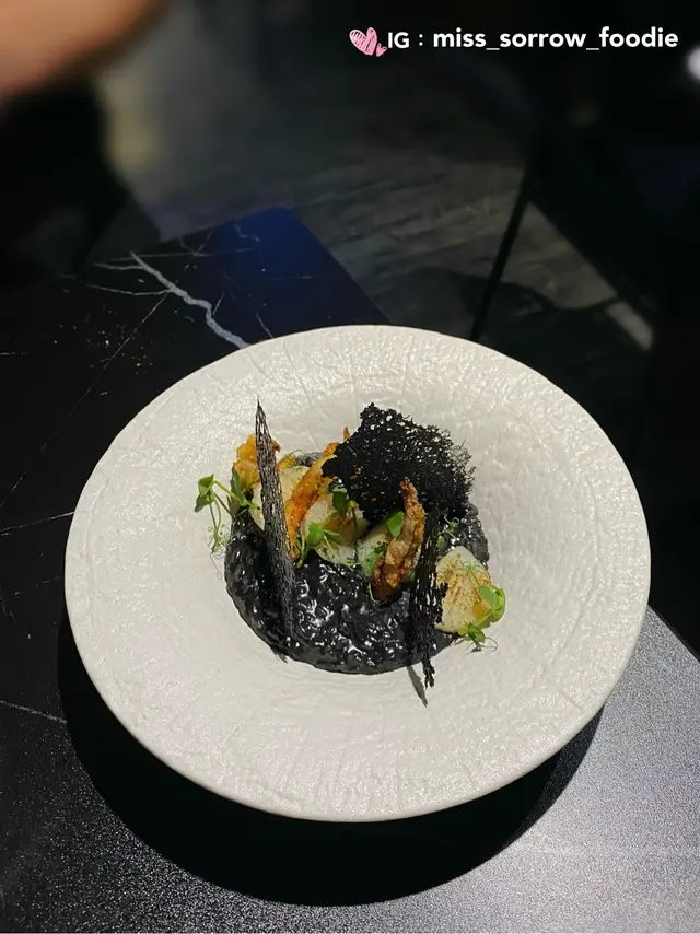 火炙帶子墨魚汁意大利飯