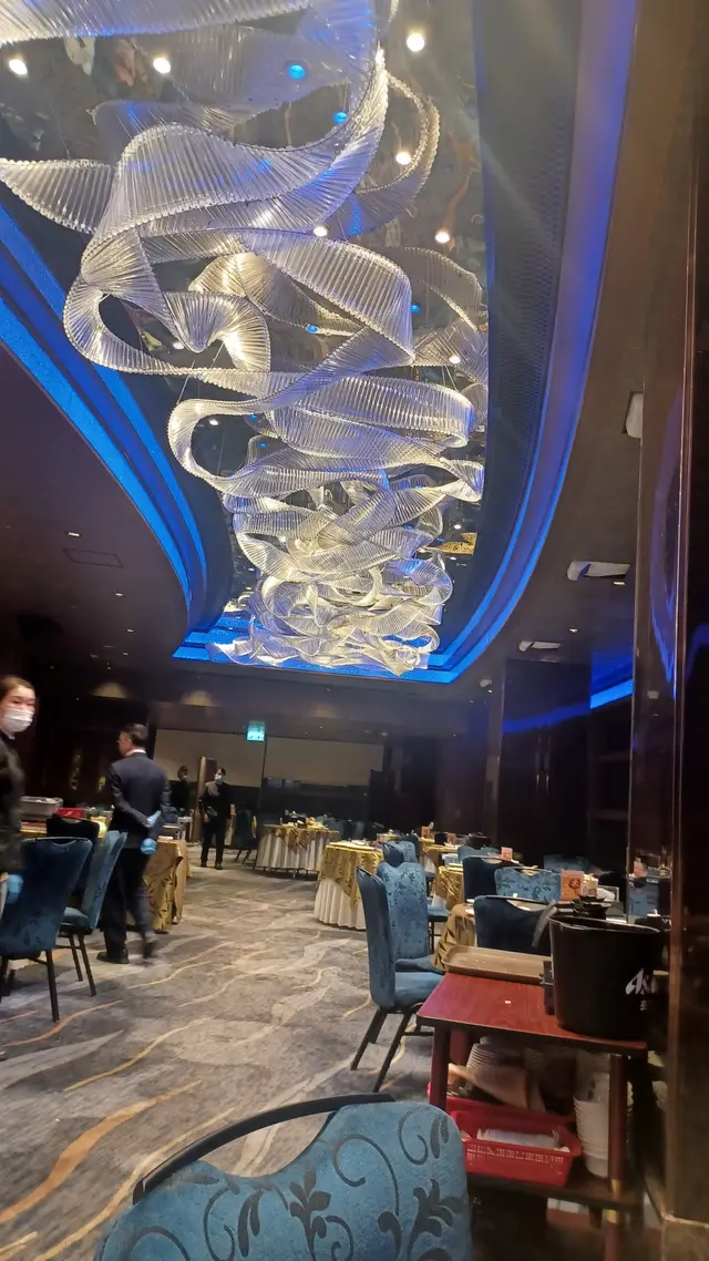 天花上掛着像北極光裝飾
