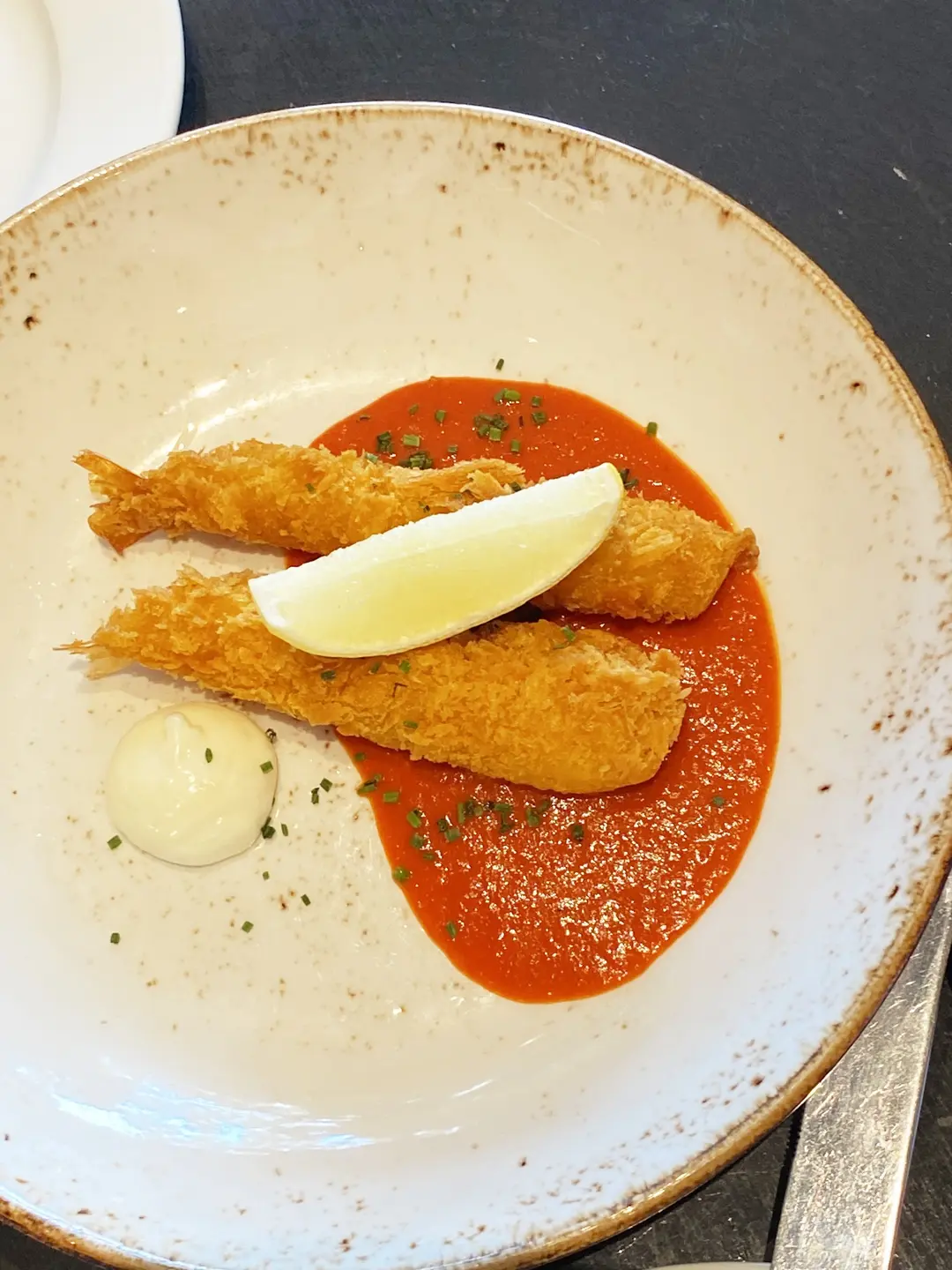 Fried Shrimps red pepper salsa, garlic mayonnaise Boticario Bar and