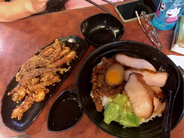 豬頸肉肉燥飯+椒鹽魷魚酥