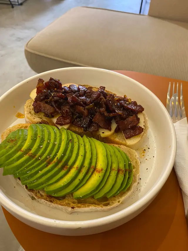 Bacon jam and avocado toast