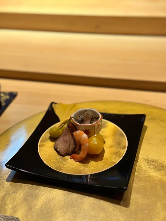 鰈魚、合鴨肉、芝海老、銀杏、粟子