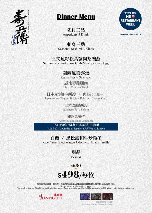 Restaurant  week menu  