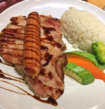 厚切豬扒拼車打芝士配飯