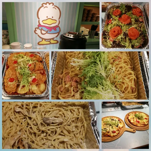 紅菜頭忌廉湯(很創新), 茄汁焗豬扒飯(鮮味), 三文魚沙律, 卡邦尼意粉, 松露意粉, PIZZA