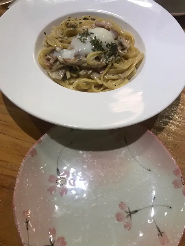 63度溫泉蛋卡邦尼意粉