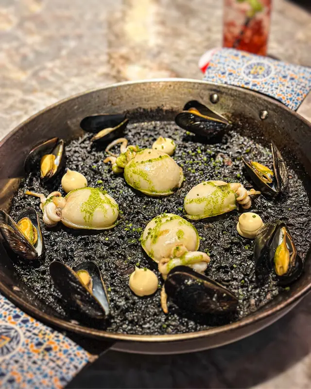 Mediterranean Baby Cuttlefish & Mussels Squid Ink Paella