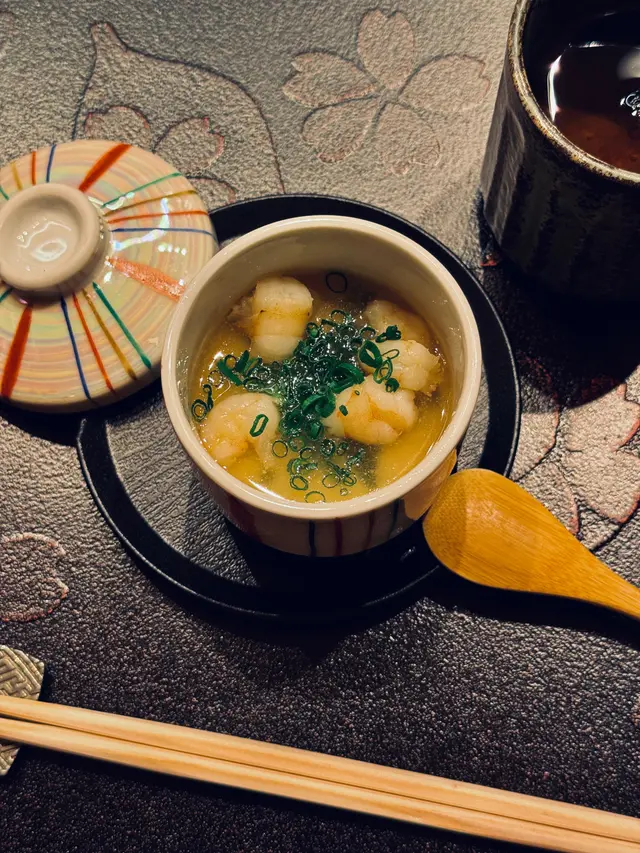 茶碗蒸·鮮蝦菠菜豆腐